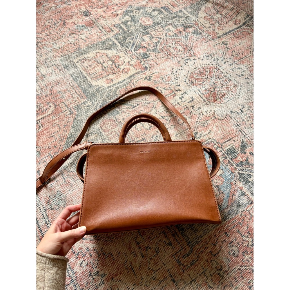 Matt & Nat Cognac Brown Vegan Leather Crossbody Satchel Bag
